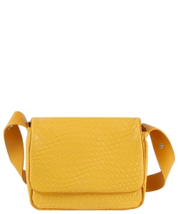 Embossed Woven Flap Messenger Bag LH124-Z YELLOW